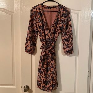 J.Crew Pink & Blue Floral Wrap Dress